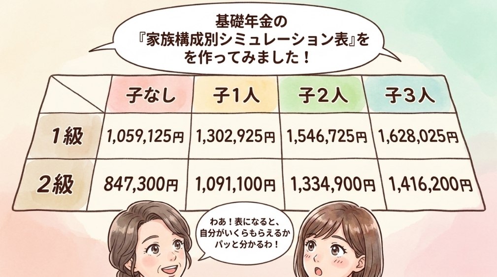 家族構成別の受給額シミュレーション(令和8年度)