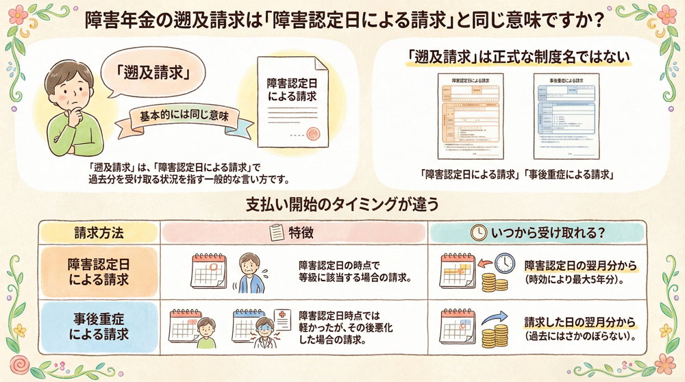 障害年金の遡及請求は「障害認定日による請求」と同じ意味ですか?