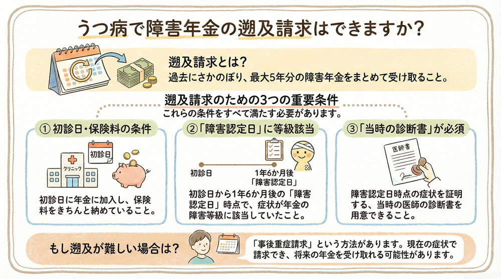 うつ病で障害年金の遡及請求はできますか?