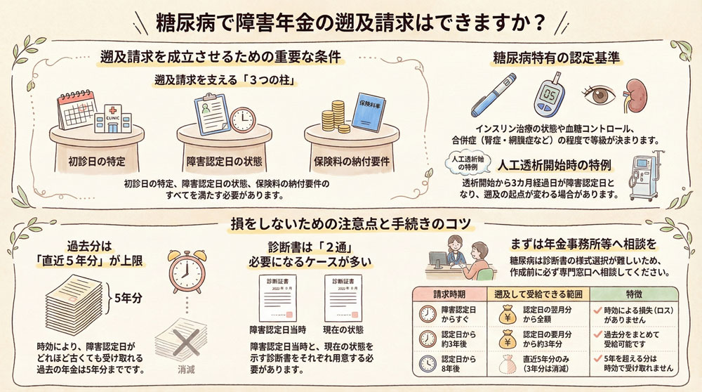 糖尿病で障害年金をさかのぼって請求(遡及請求)はできますか?