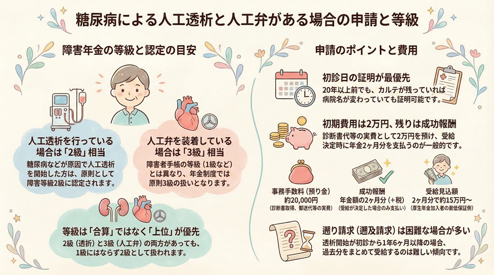 糖尿病による人工透析と人工弁がある場合の申請と等級について