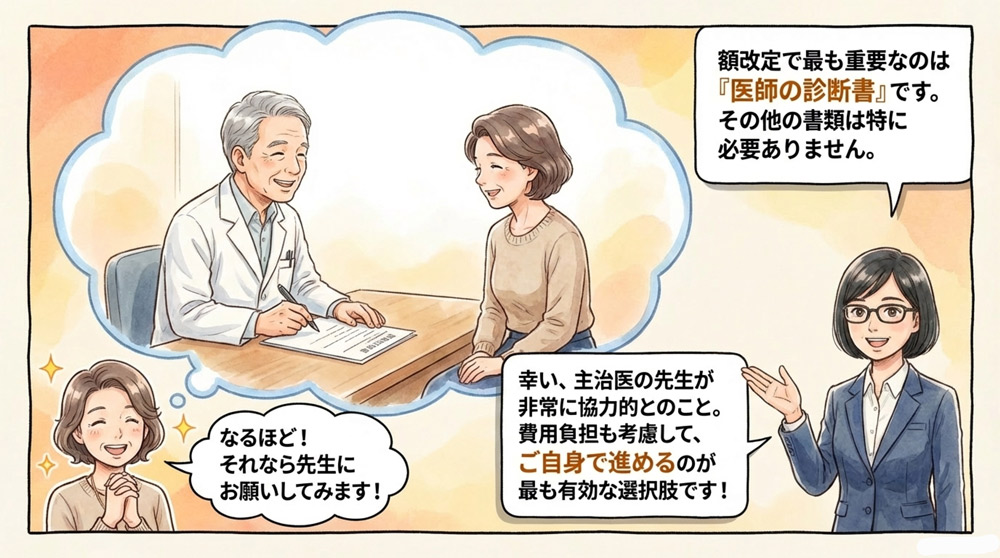 額改定請求は医師の診断書が最も重要