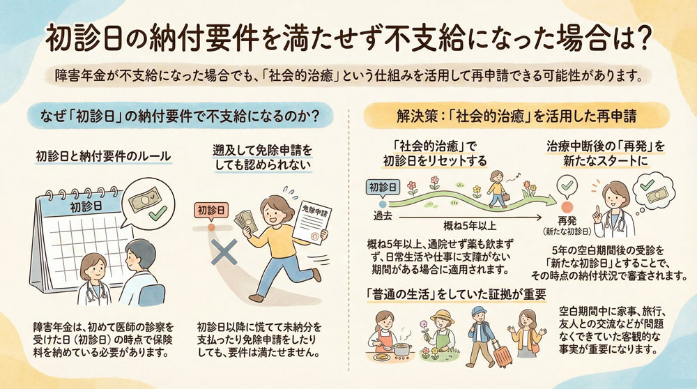 初診日の納付要件を満たせず不支給になったのですが、再申請できますか?