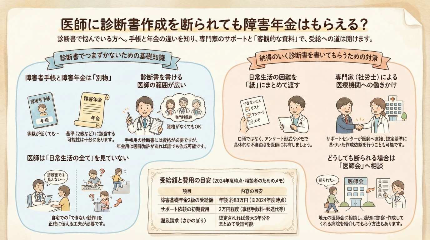 医師に診断書作成を断られても障害年金はもらえる?
