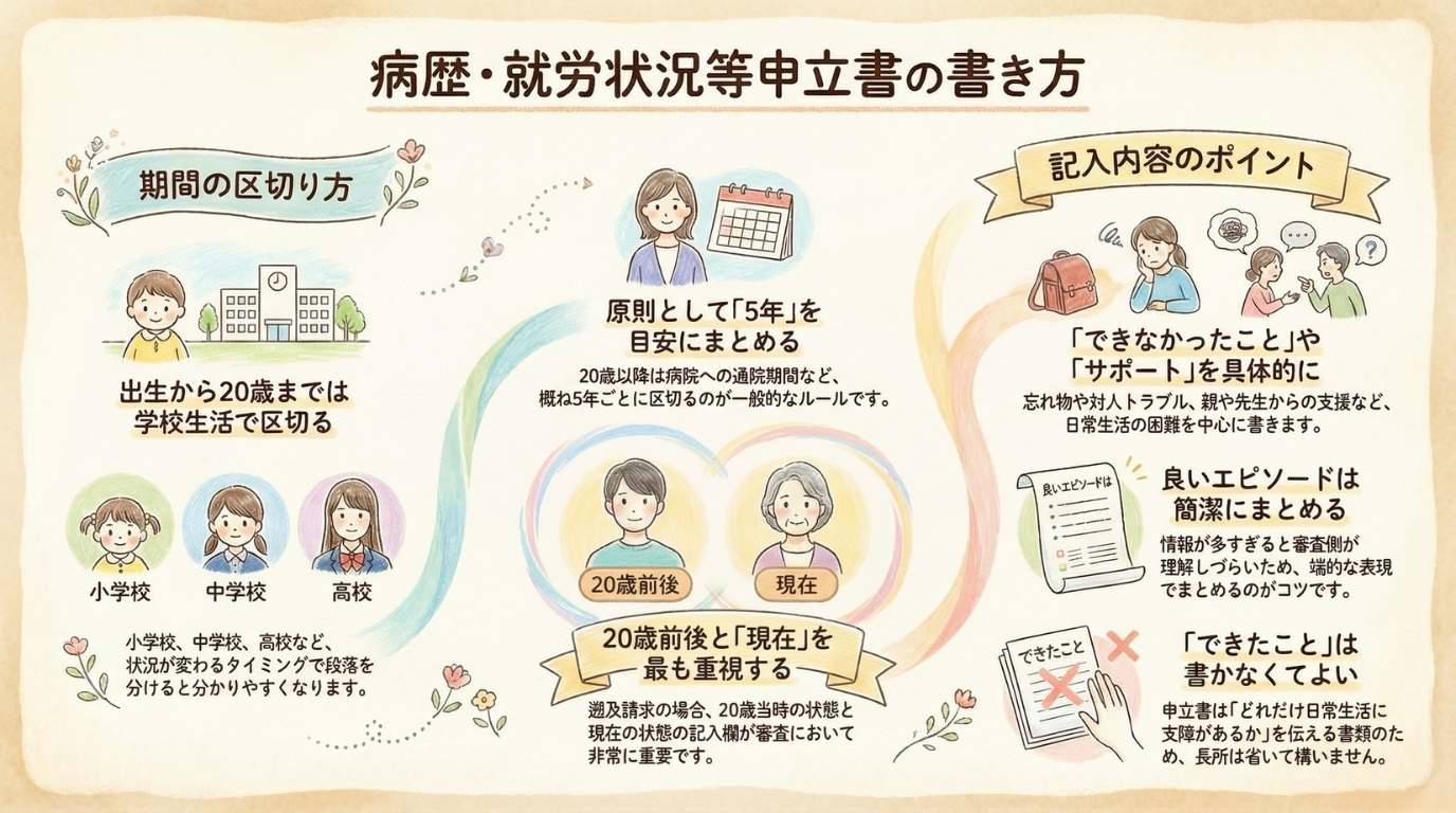 発達障害のエピソードに迷った時の病歴・就労状況等申立書のポイント