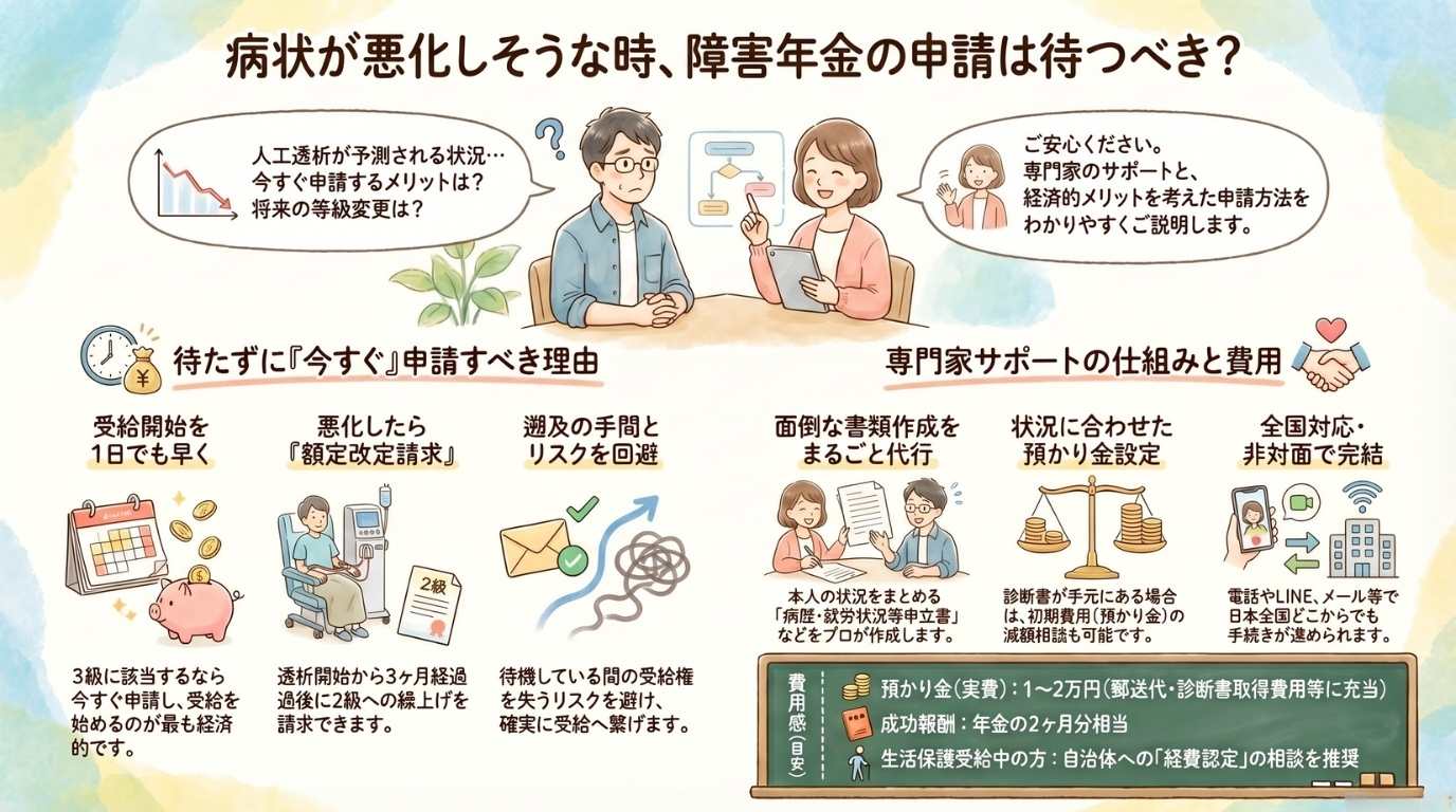 病状が悪化しそうな時、障害年金の申請は待つべき?