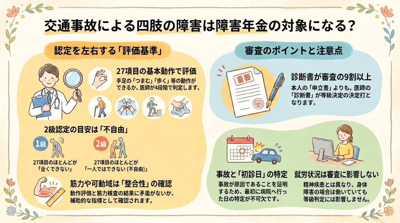 交通事故による四肢の障害は障害年金の対象になる?