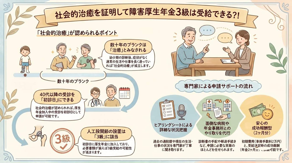 社会的治癒を証明して障害厚生年金3級は受給できる?