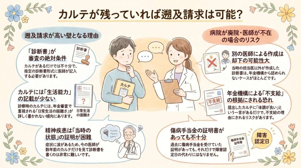 カルテが残っていれば遡及請求は可能?