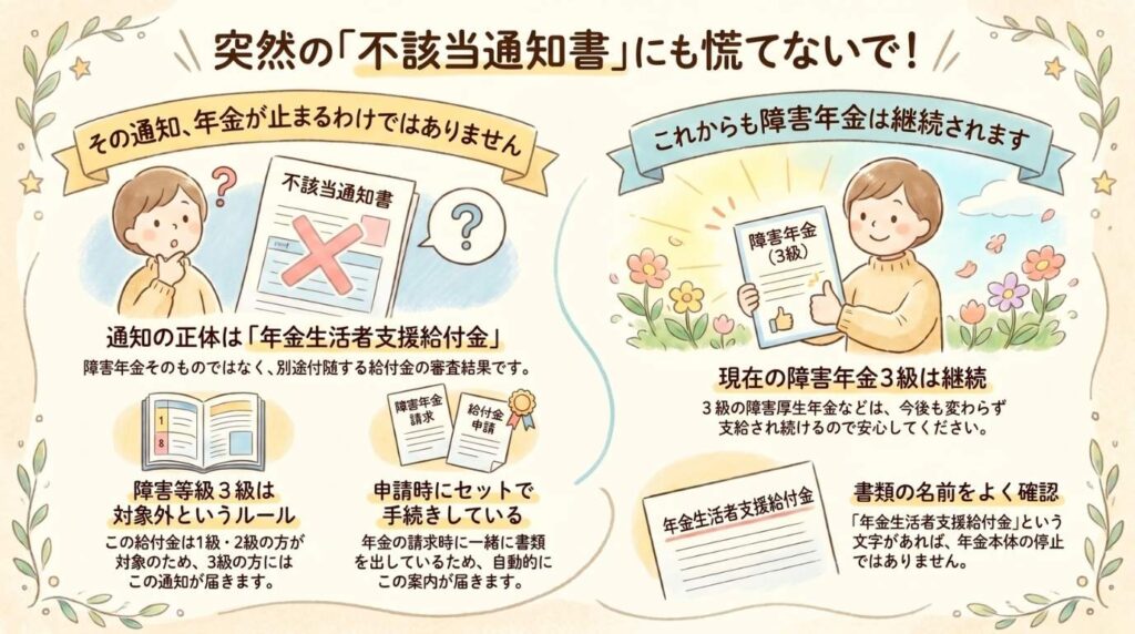 障害年金受給中の方必見!突然の「不該当通知書」にも慌てないで!