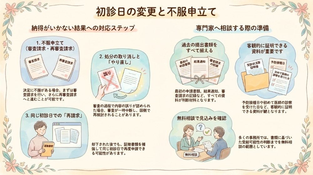 初診日の変更と不服申立て|再度同じ初診日で請求する可能性はある?