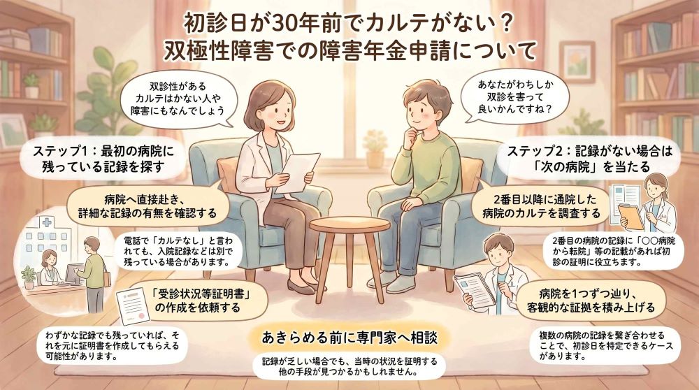 初診日が30年前でカルテがない?双極性障害での障害年金申請について