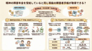 精神の障害年金を受給していると同じ等級の障害者手帳が取得できる?