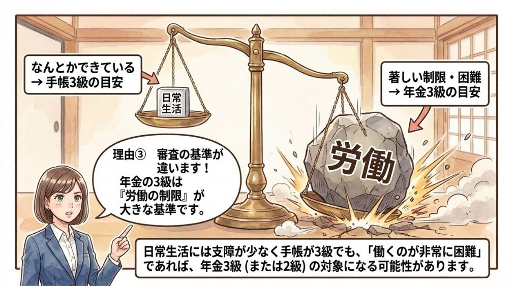 【理由3】年金3級は「労働の制限」が基準