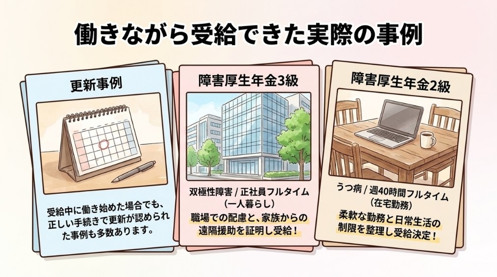 働きながら障害年金を受給できた事例