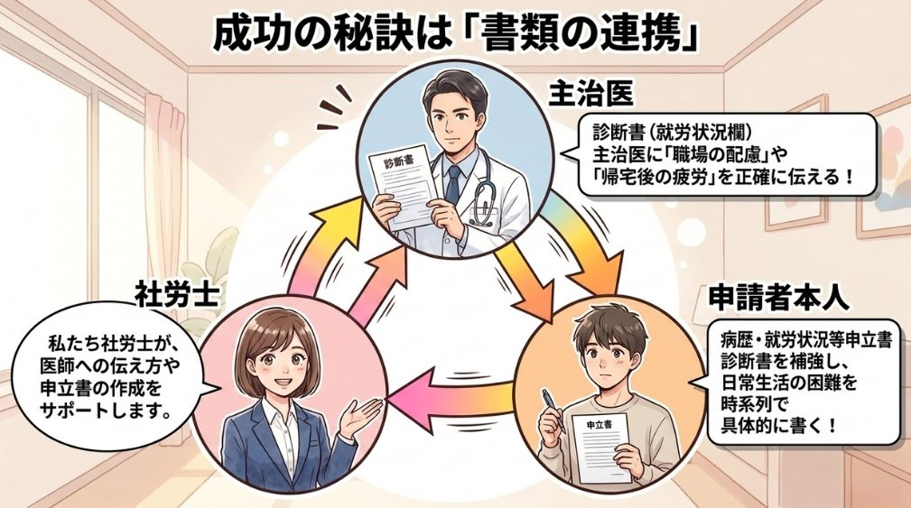 申請時に診断書・申立書で伝えるべきポイント