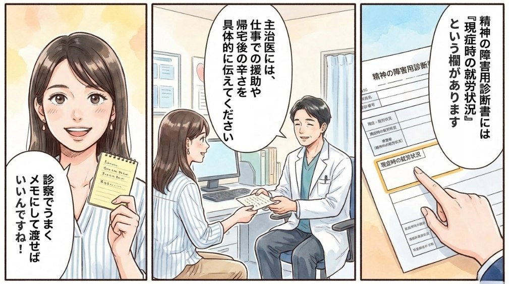診断書(精神の障害用)の「現症時の就労状況」欄