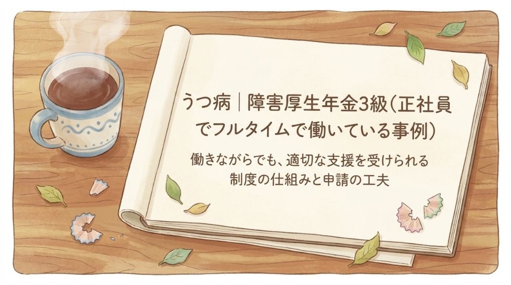 うつ病|障害厚生年金3級(正社員でフルタイムで働いている事例)