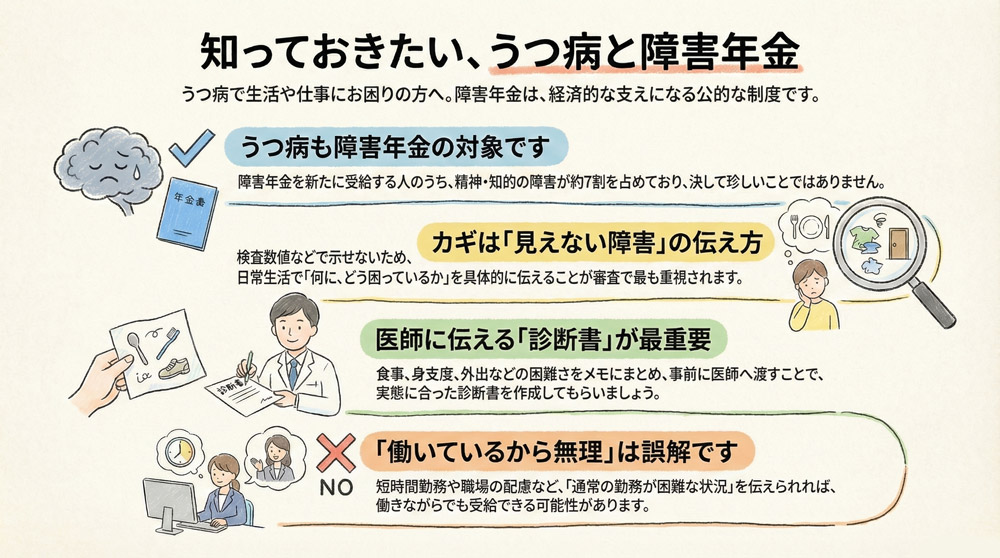 うつ病で障害年金を受給するには?申請のポイント
