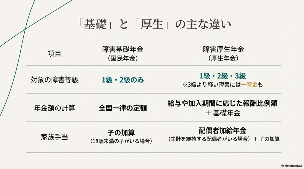 障害基礎年金と障害厚生年金