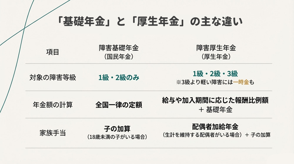 障害基礎年金と障害厚生年金