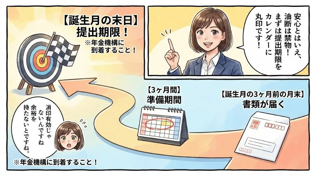 更新のタイミングと提出期限の確認方法