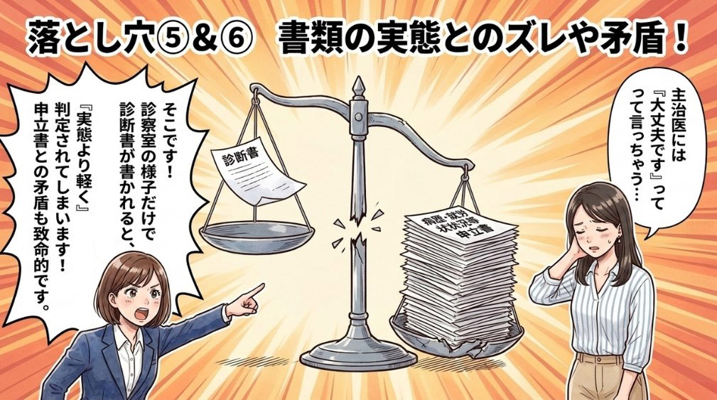 ⑤ 診断書の記載が実態より軽くなっている