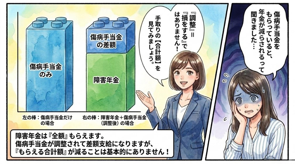 3. 傷病手当金・労災年金が調整される