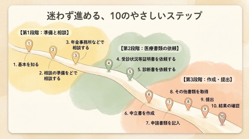 受給要件の確認から結果の受け取りまでの10のステップ