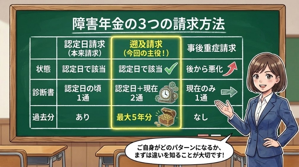 認定日請求・遡及請求・事後重症請求の違い
