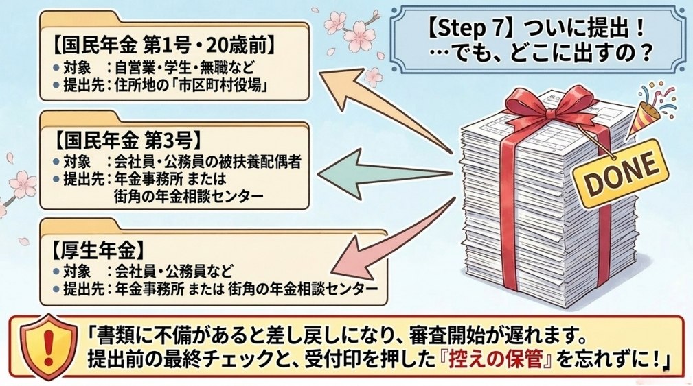 Step7 — 年金請求書とその他必要書類を年金事務所等へ提出する