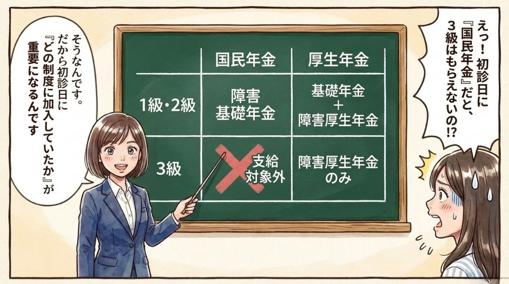 初診日における加入制度で受給年金が決まる