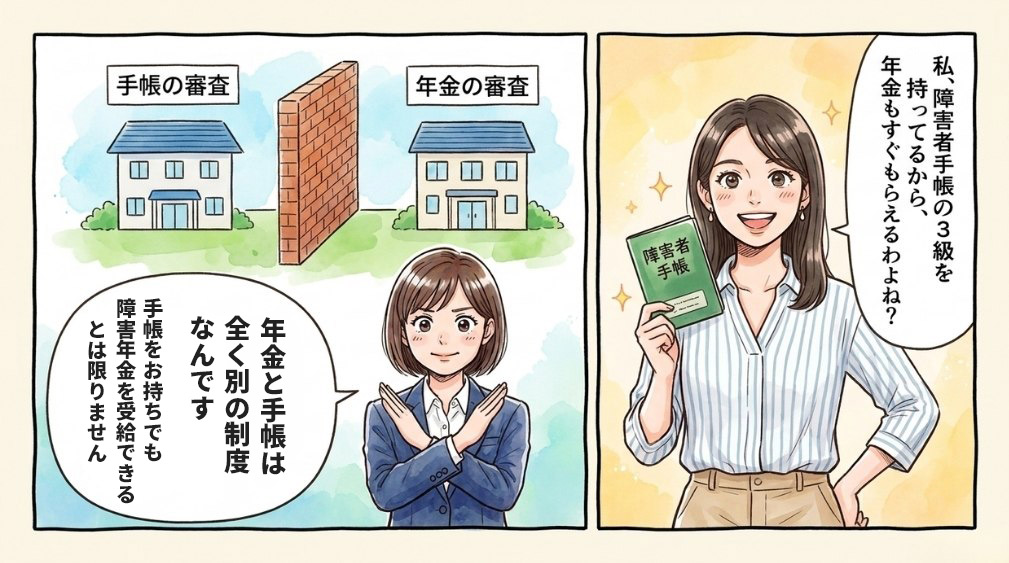 Q2. 障害者手帳があれば障害年金を受給できますか?