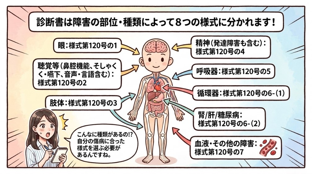 障害年金の診断書の種類(8つの様式)