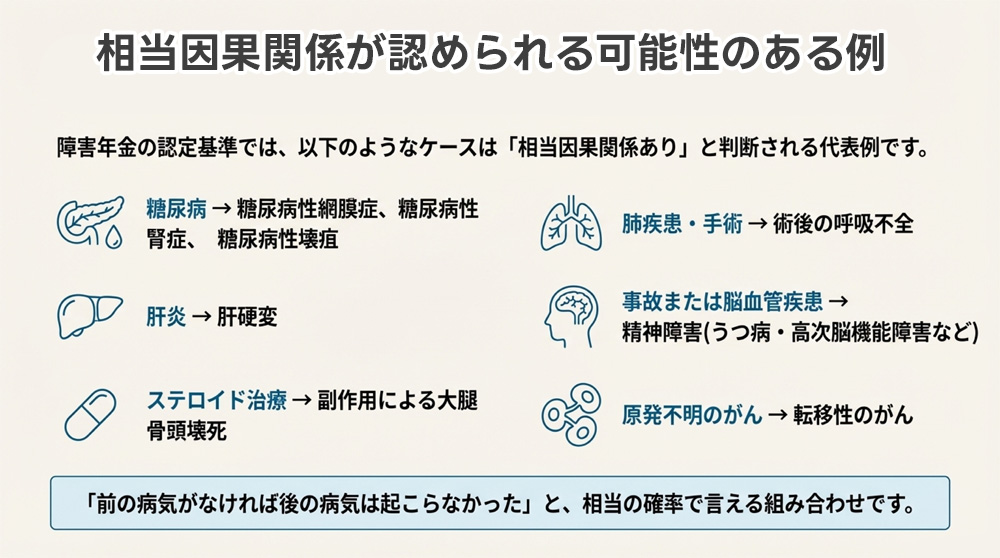 相当因果関係が認められる主なケース