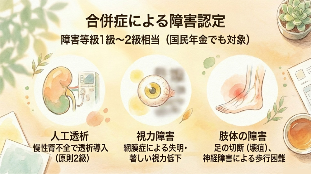 糖尿病の主な合併症による障害認定