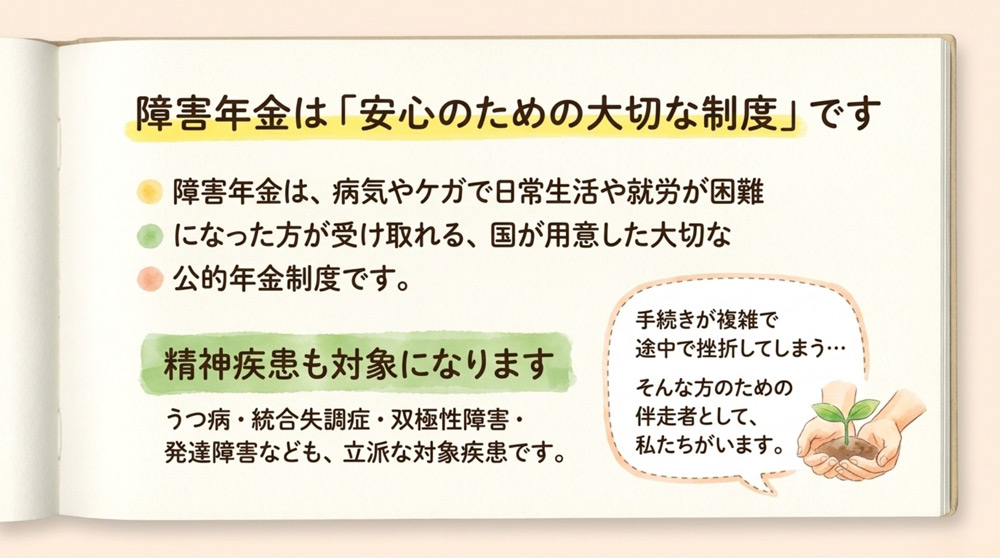 障害年金は「ひとりで抱え込まなくていい」制度です