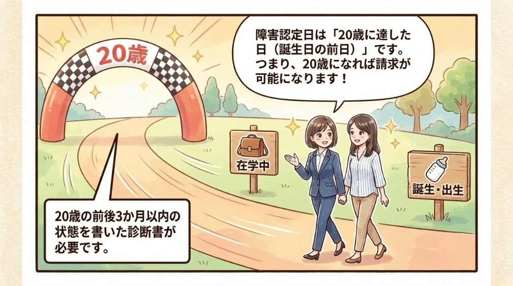 いつから請求できる?(障害認定日は20歳に達した日)