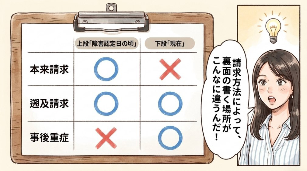 請求の方法で記入欄が変わる