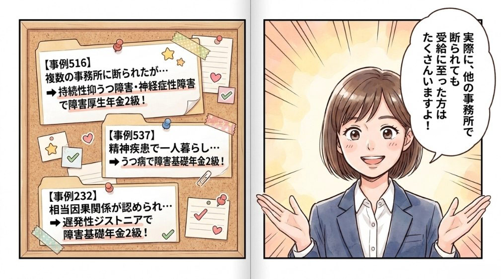 「他の事務所で断られた方」が当事務所で受給に至った事例