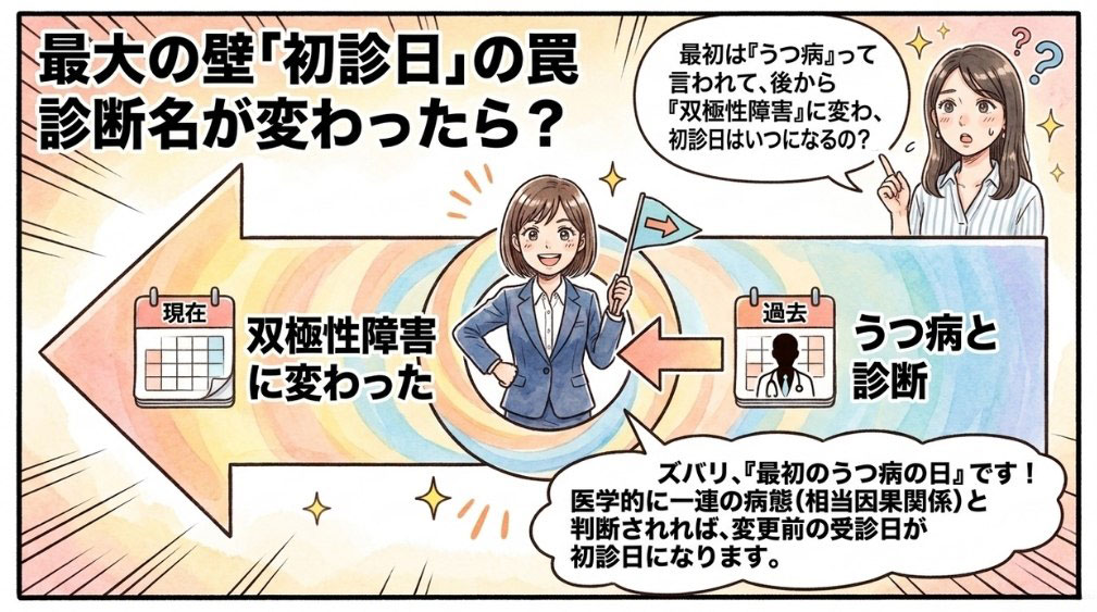 うつ病から診断名が変わった場合の初診日