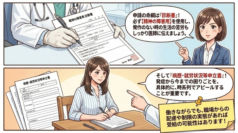 申請のポイントと診断書・申立書