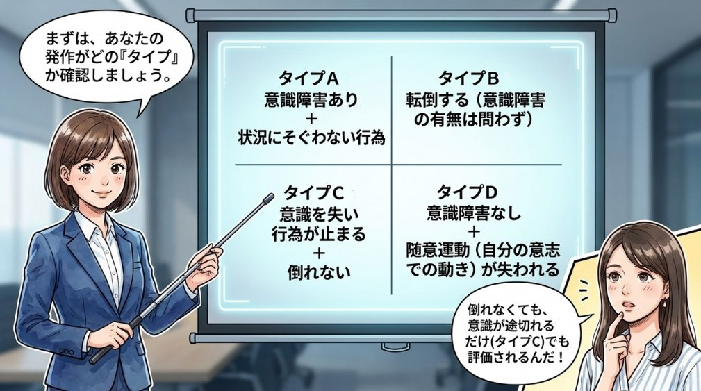 てんかん発作の4つのタイプ(A〜D)