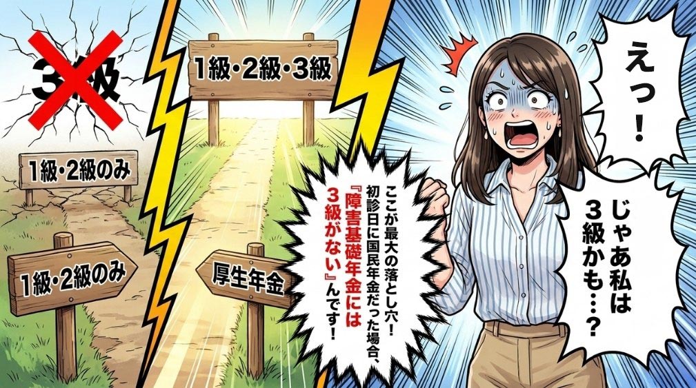 障害基礎年金には3級がない点に注意
