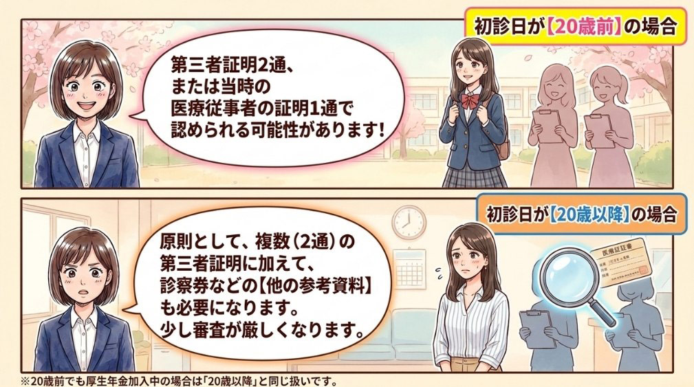 20歳前に初診日がある場合と20歳以降の違い