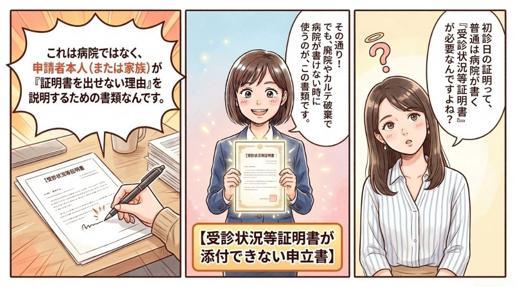 「受診状況等証明書が添付できない申立書」とは