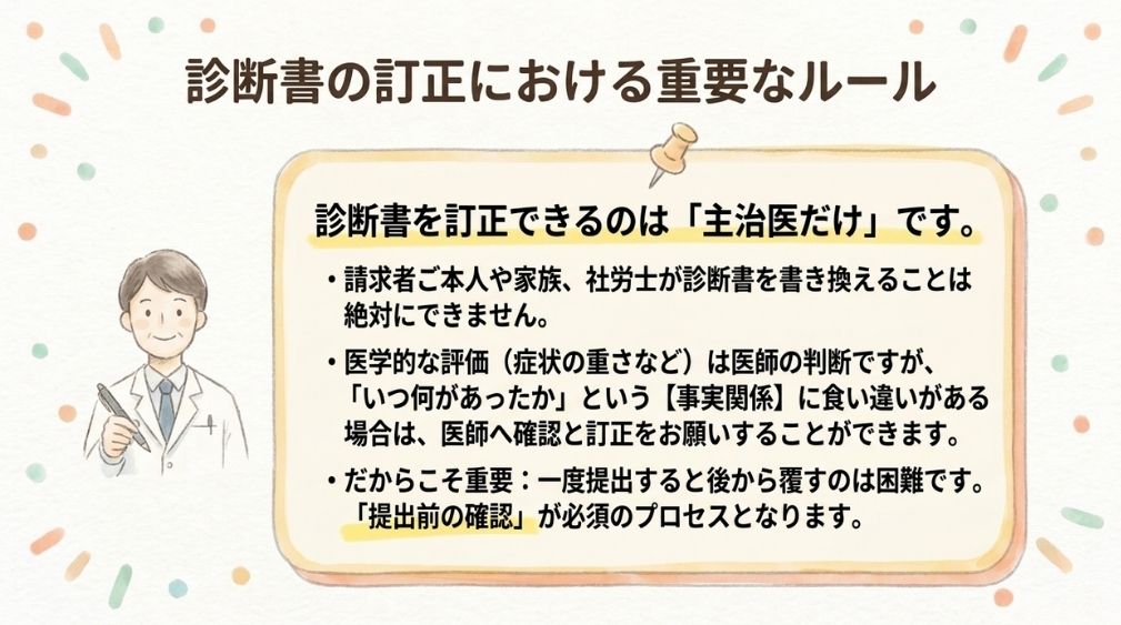 診断書の記載が事実経過と異なるとき